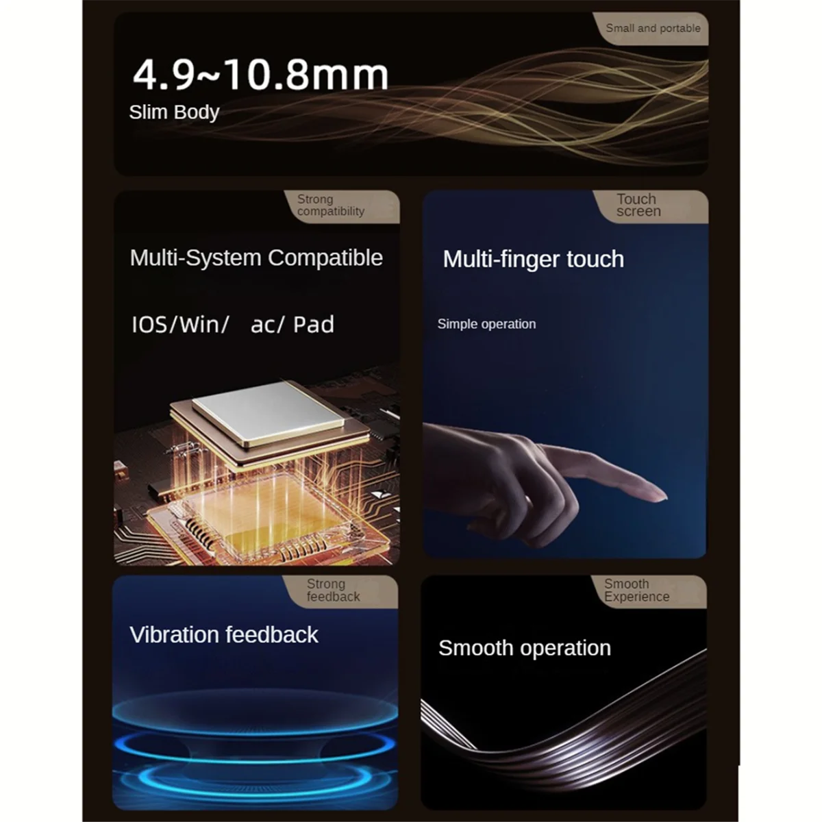 TouchSub Bluetooth sans fil aste, ensolemultifonctions, TrackSub, TouchSub pour ordinateur portable, iPad, IOS, Mac, noir