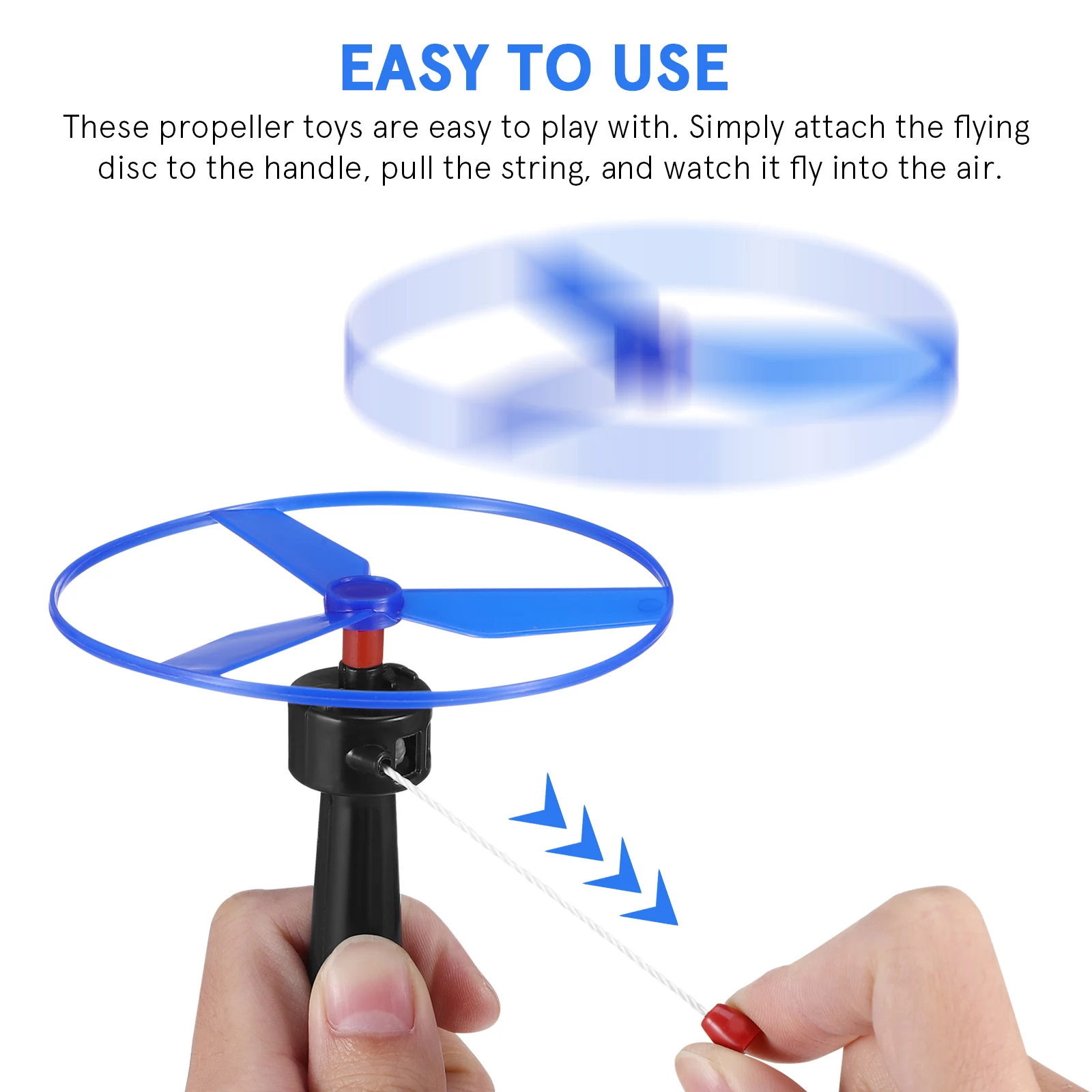 Flying Disc Toy Helicopter Playset Include 1 String Launcher and 2 Flying Saucer Outdoor Flying Disc Launcher Toy Random Colors