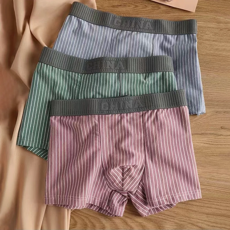 1Pcs Boxer Shorts Men's Underwear Sexy Panties Cotton Striped Man Underpants Male Boxers Homme U Convex Lingerie Plus Size 6XL