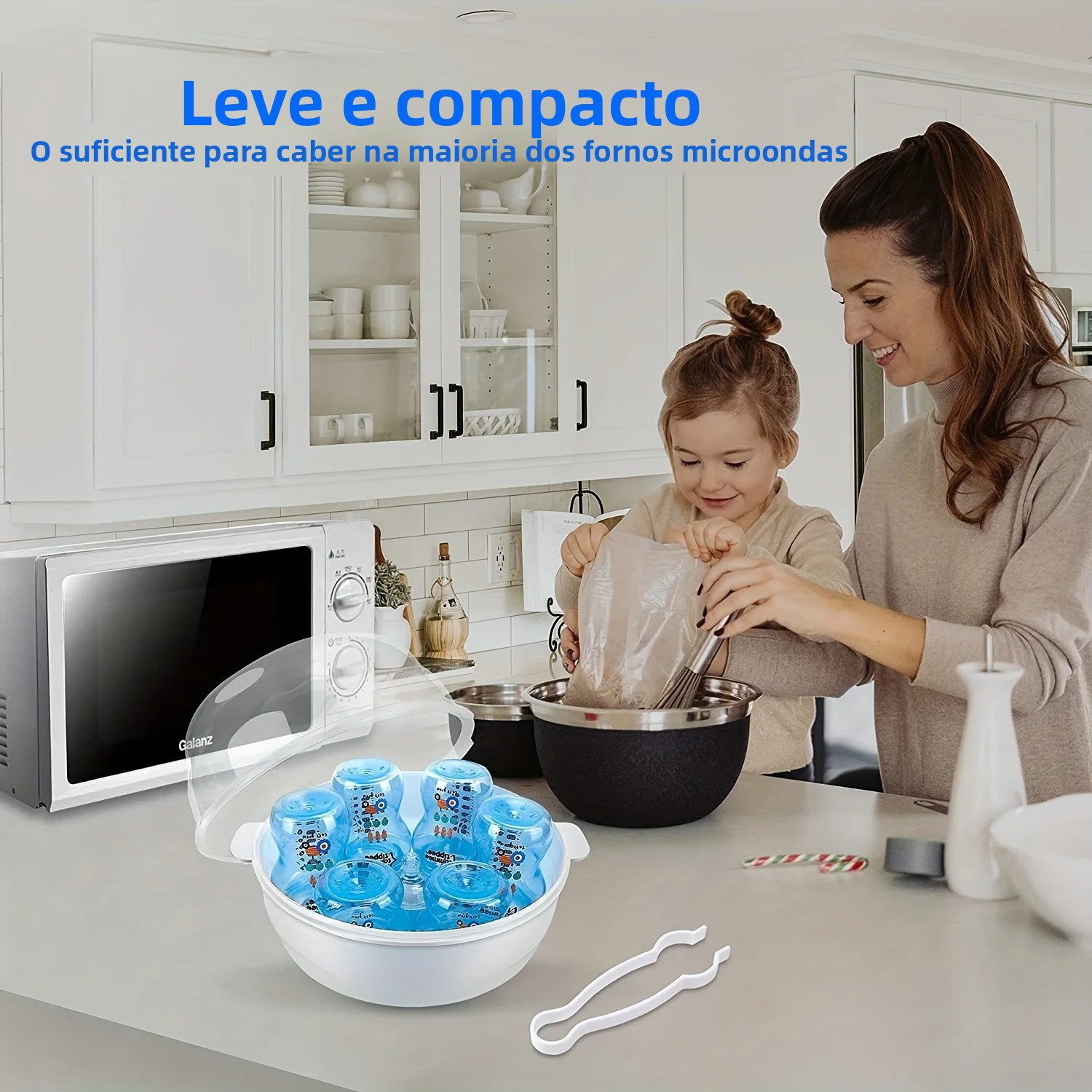 Esterilizador a vapor de micro-ondas para garrafas de bebê, esterilizador de temperatura, suporte de garrafa, caixa de armazenamento, aquecedor de mamadeira, sem bpa