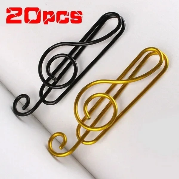 Clips de papel de música creativos para 20 piezas, abrazaderas de soporte de Clip de papel para notas musicales, marcapáginas, papelería para oficina y escuela, regalo para estudiantes
