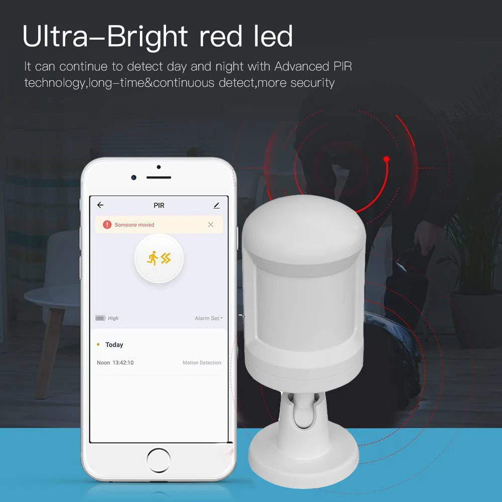 Sistema de alarma de seguridad con batería Tuya Smart ZigBee, Sensor humano de movimiento, Detector de movimiento PIR Alexa, funciona con ZigBee Hub