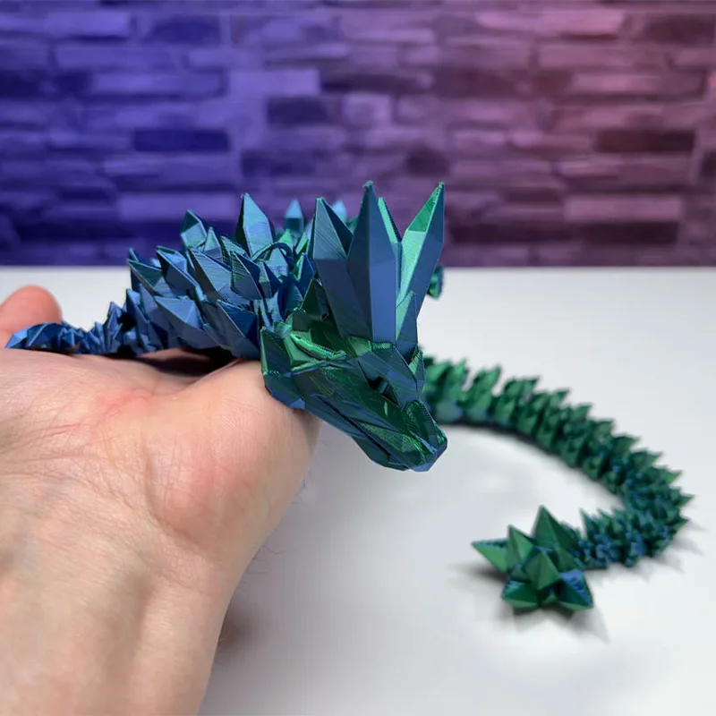 3d Printed Crystal Dragon Antistress Fidget Toy Rotatable Articulated removable Figure Radiant And Dazzling Colors 30/45/60CM