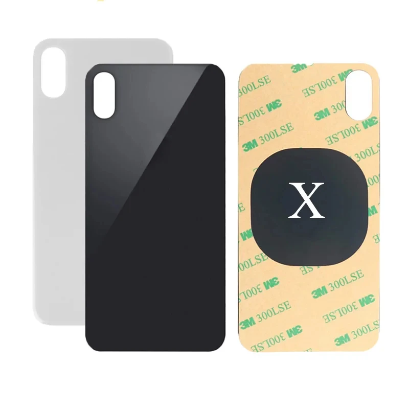 กระจกด้านหลังสําหรับ iPhone X 5.8 นิ้วแผงกระจกด้านหลังแบตเตอรี่ Big Hole กล้องด้านหลังสําหรับ A1865, a1901, a1902 อะไหล่ซ่อม