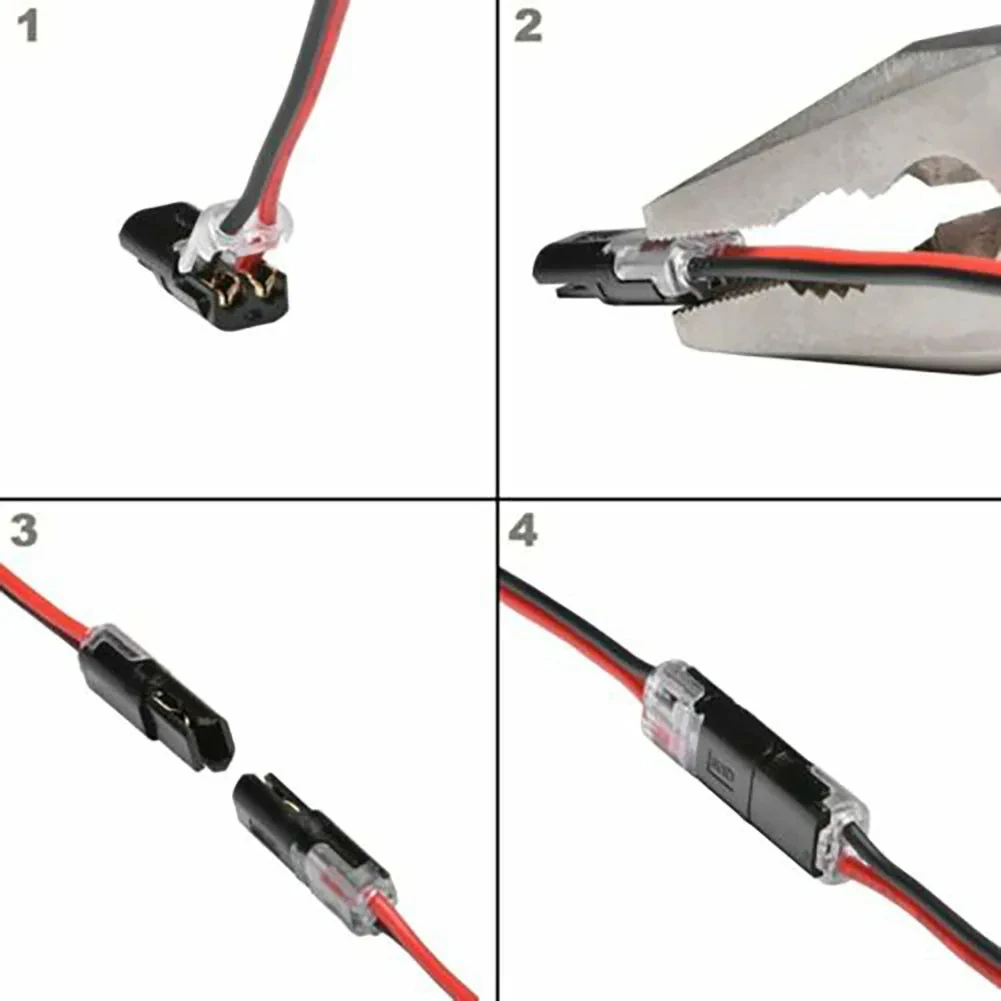 10/20 pezzi connettore plug-in a doppio filo con fibbia di bloccaggio connettore cavo LED collegabile 2 pin cavo compatto universale a 2 vie