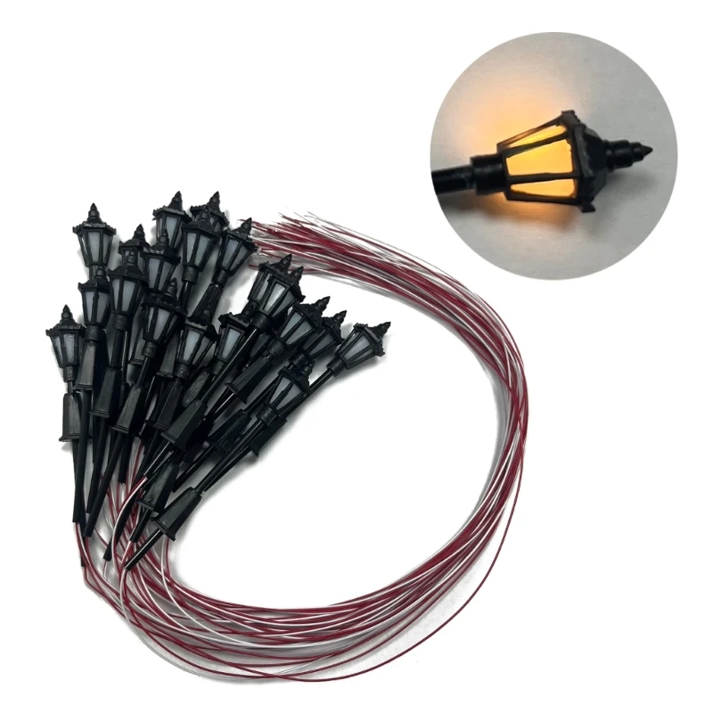 20 Chiếc Bố Trí Cột Đèn Đèn Mẫu Đường Sắt Xe Lửa Phong Cảnh Bàn Trò Chơi Chiến Tranh Mô Hình DIY Đèn 3V Đèn Thu Nhỏ