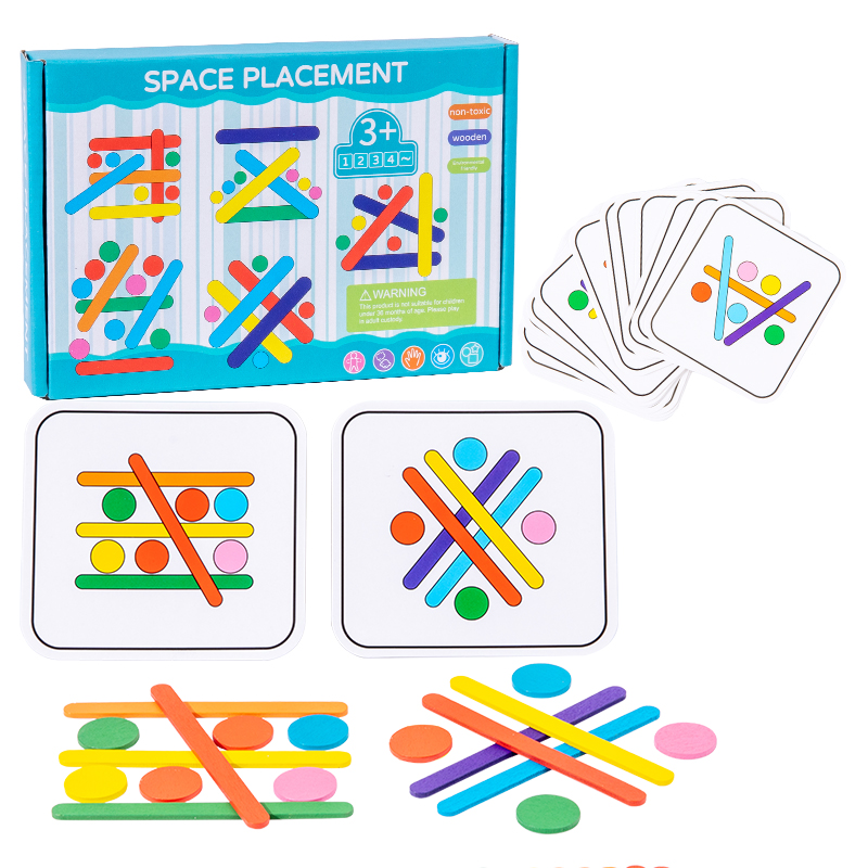 Varas e anéis criativos de madeira, quebra-cabeça, jogo de inteligência montessori, brinquedos educativos para crianças de 3 anos de idade