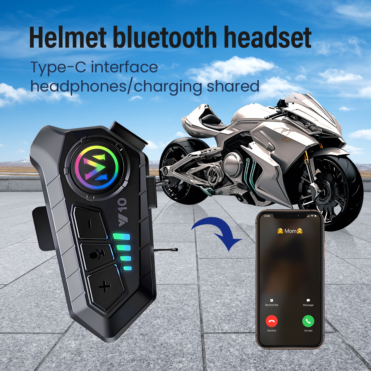 Interfone para motocicleta, fone de ouvido para capacete bt 5.3, intercomunicador para 2 pilotos, 300m, à prova d'água, compartilhamento de música, novo
