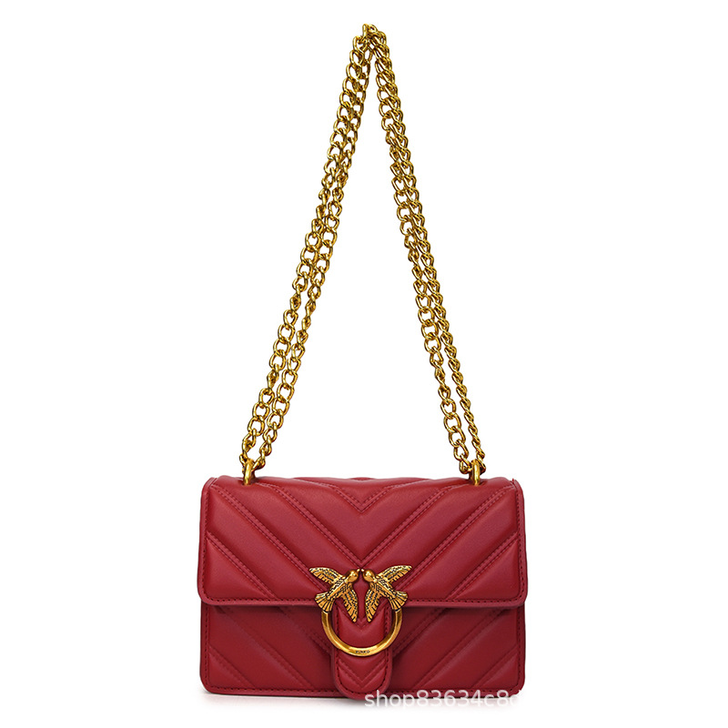 Bolsa de andorinha com corrente de losango 2025 nova versátil pequena bolsa quadrada elegante estilo estrangeiro bolsa mensageiro de ombro