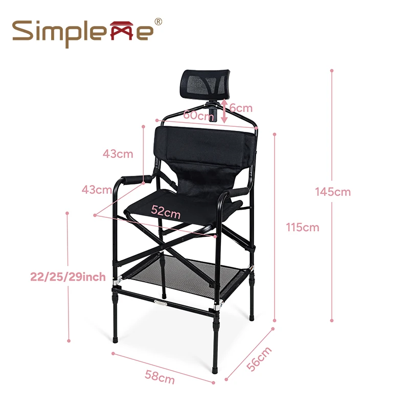 Silla de artista de maquillaje Lightwehti ajustable de 4,5 kg Simpleme