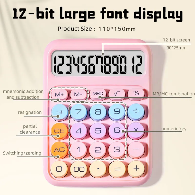 Calculadora de dopamina Calculadora de escritorio de 12 dígitos Calculadora de teclado mecánico Mini calculadora portátil para el hogar, la escuela y la oficina