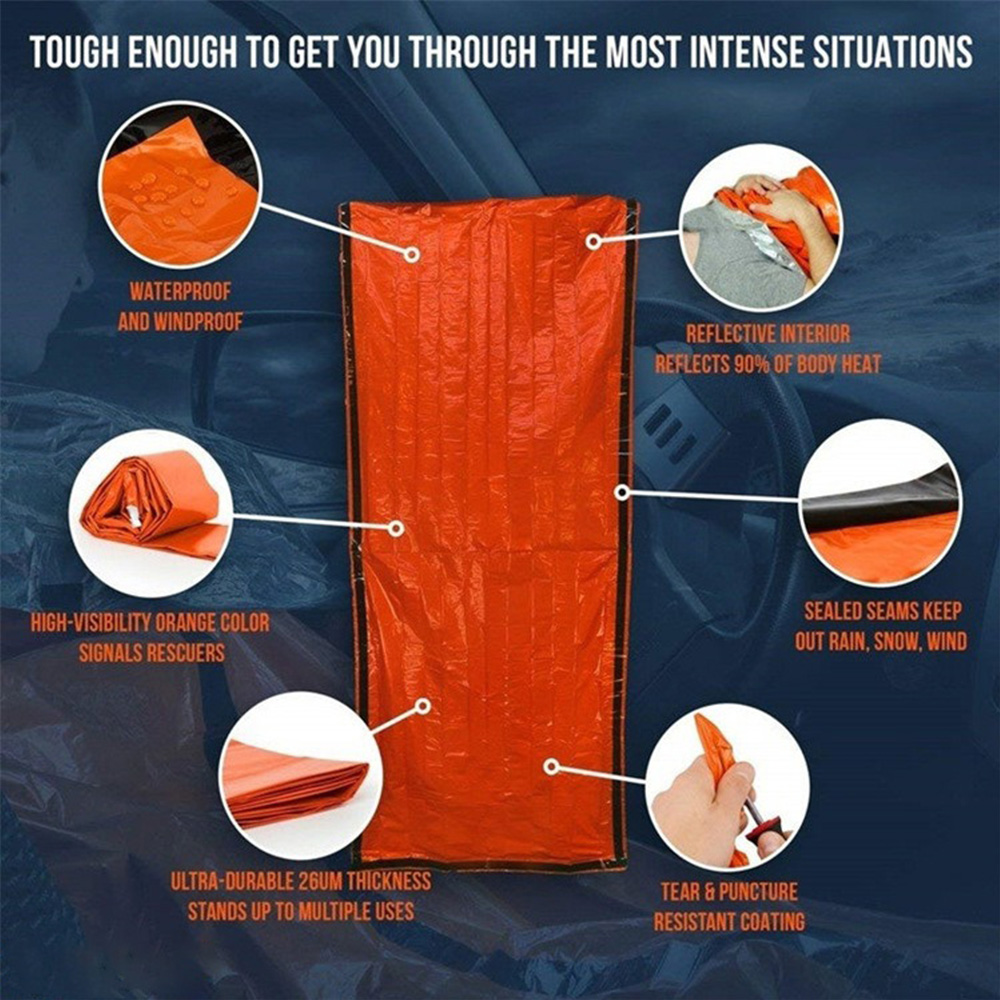 Outdoor life emergency sleeping bag insulation warmth waterproof polyester film emergency camping camping life-saving equipment