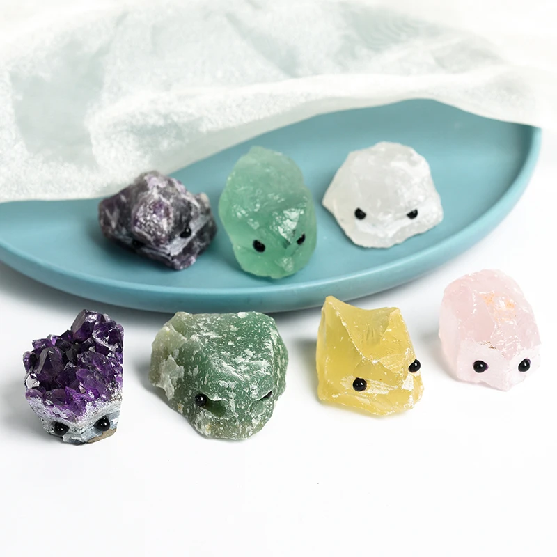 Esculturas de ouriço de cristal cru para decoração de casa ornamento de mesa acessórios de carro presente de amigo