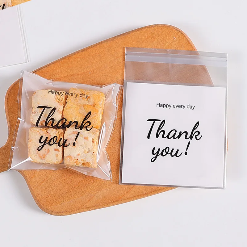 100 Stück Plastiktüten Dankeschön-Keksbeutel, selbstklebende Süßigkeitenbeutel für Hochzeit, Geburtstag, Party, Geschenktüte, Kekse, Backen, Verpackungsbeutel