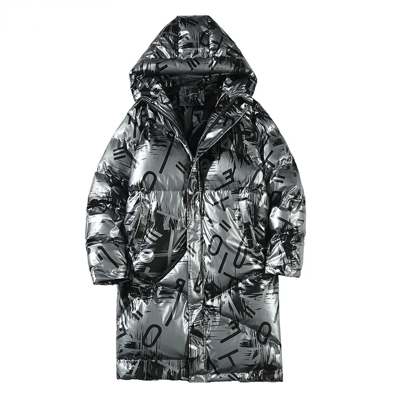 YASUGUOJI Winter Männer Jacke Dicke Warme Parka Jacken Silber Helle Farbe Lange männer Mit Kapuze Baumwolle Jacke Plus Größe Parkas mantel