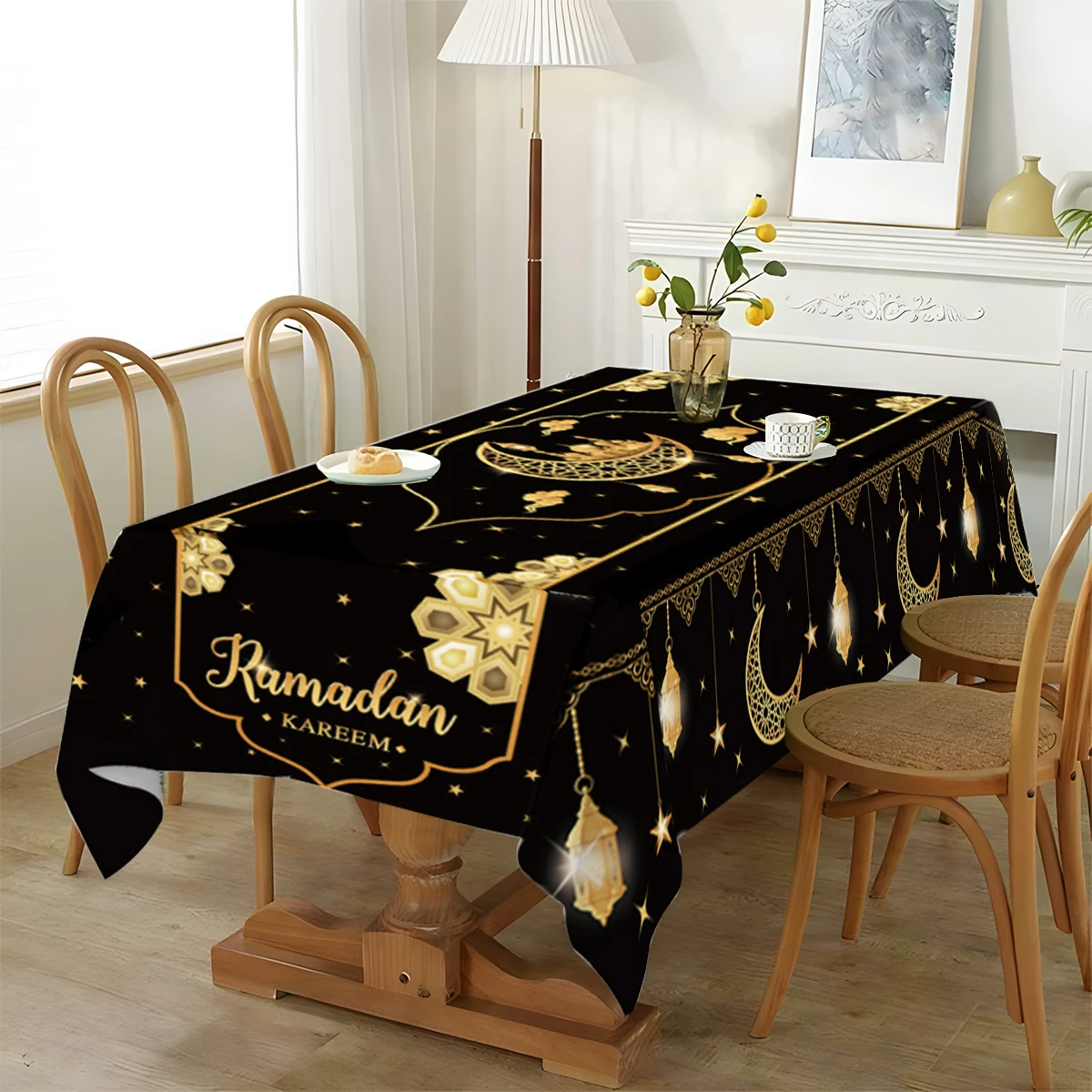 Camino de mesa Eid Mubarak, manteles de Ramadán, decoración de Ramadán Kareem para el hogar, fiesta musulmana islámica, regalos de Eid Al Adha, 2025