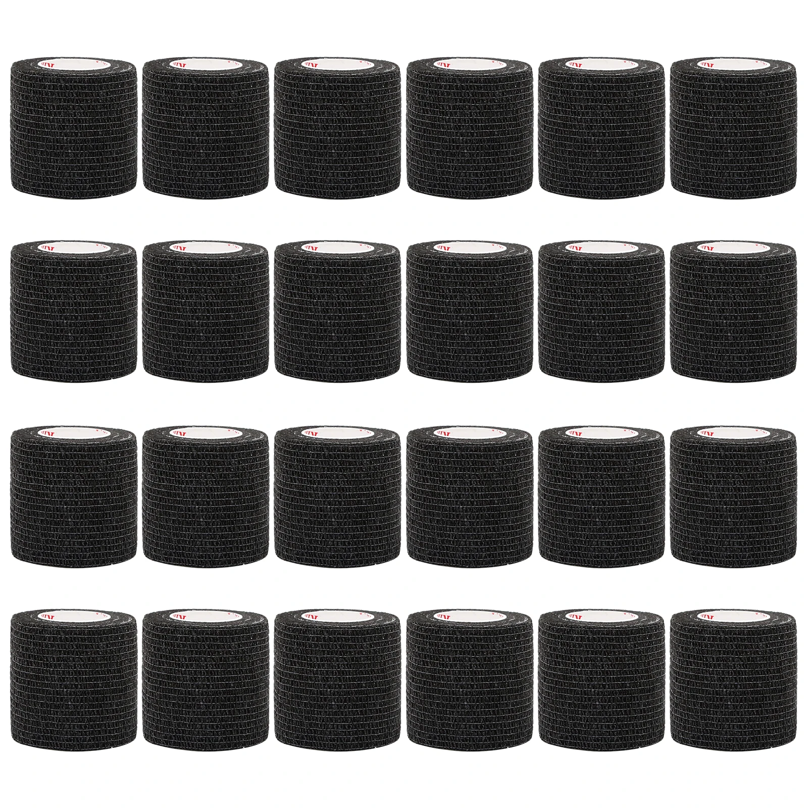 24Rolls Kindmax Self Adhesive Bandage Black, Elastic Breathable Sports Non-woven Wrap Finger Tape For Wrist Ankle First Aid