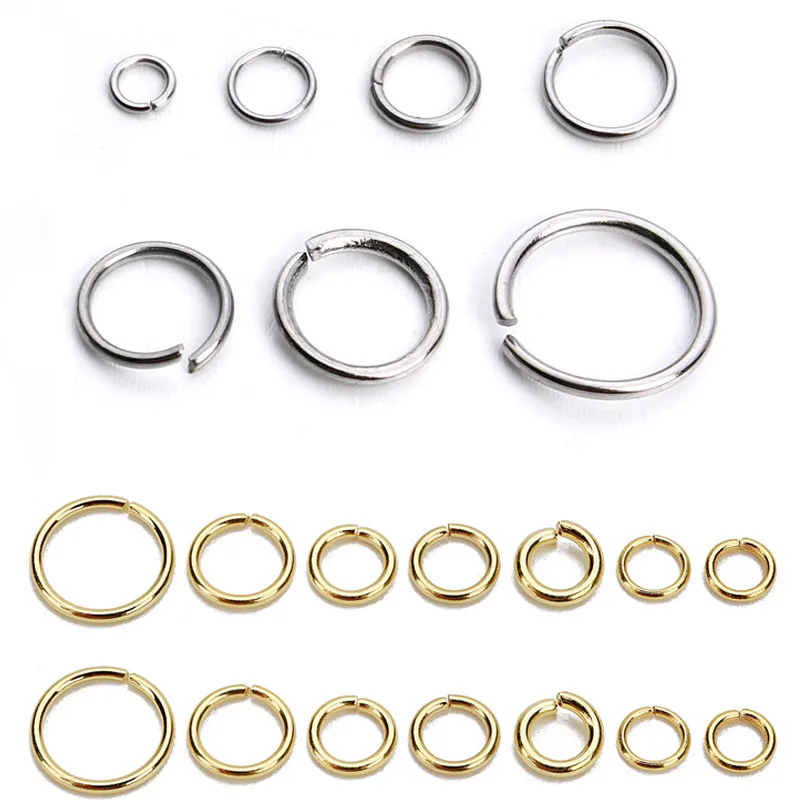 SAUVOO, 1 paquete, anillo abierto de acero inoxidable, Color dorado y plateado, conector de anillo dividido de doble bucle, collar DIY, proveedor de joyería