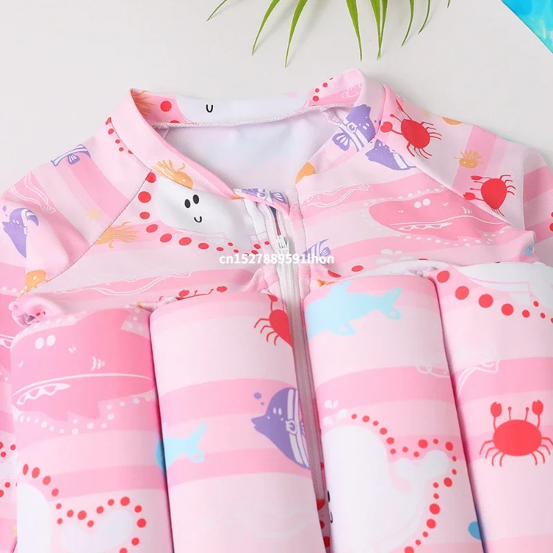 ชุดว่ายน้ําลอยตัวเด็กการ์ตูนพิมพ์ชุดว่ายน้ําเด็ก One Piece Floating Rash Guards ชุดว่ายน้ําเสื้อผ้าเด็กชายหญิงชุดว่ายน้ํา