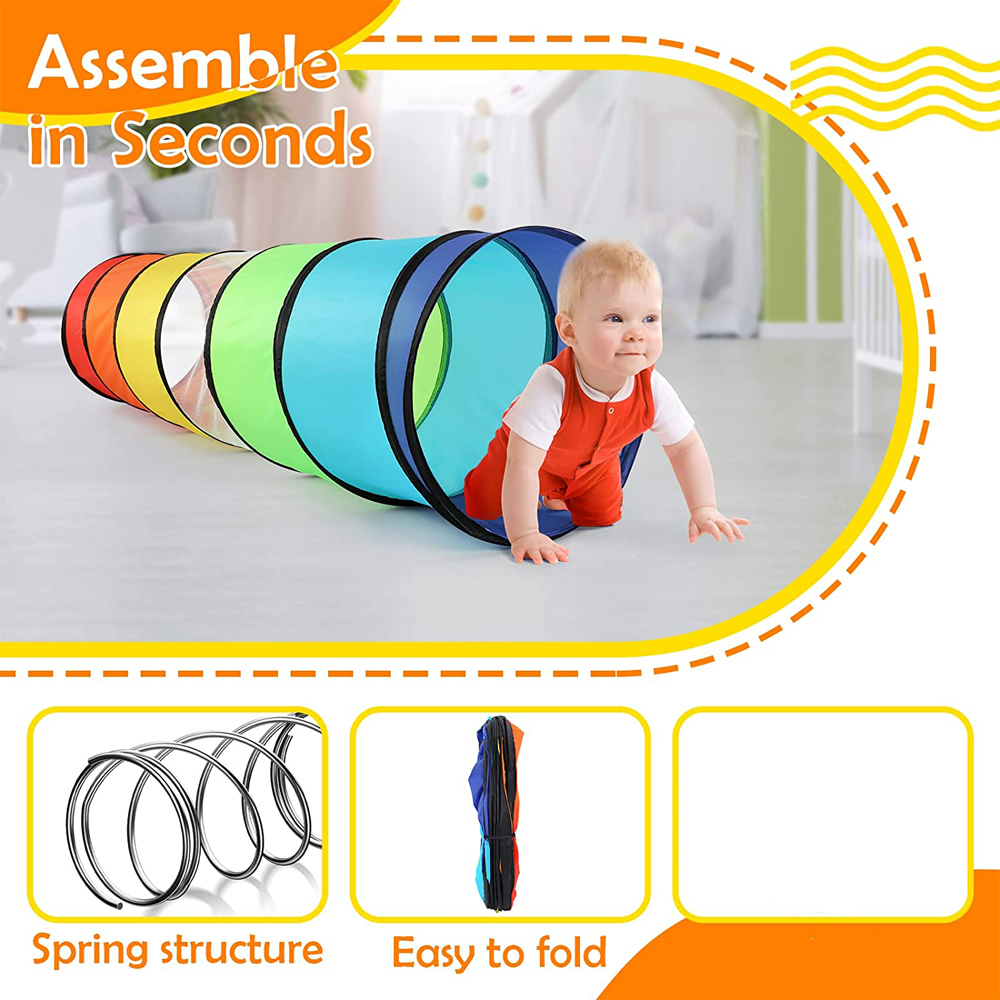 Kids Play Tunnel Tent for Toddlers Colorful Pop Up Crawl Toy for Baby or Pet with Breathable Mesh Collapsible Gift for Game