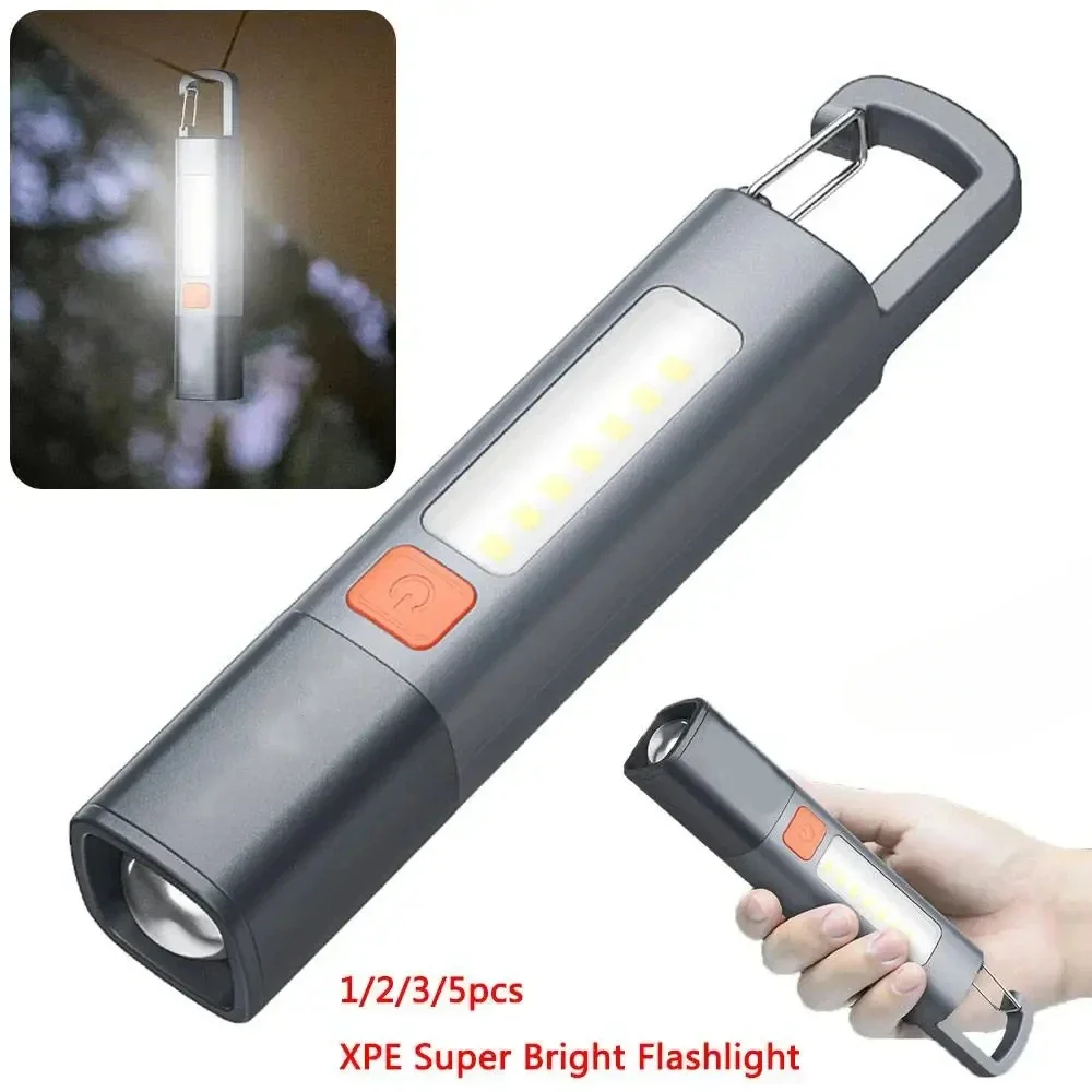 1-10PCS Super Helle LED Taschenlampe XPE Taschenlampe Licht Mit Haken Camping Licht USB Aufladbare Zoombare Wasserdichte Taschenlampe