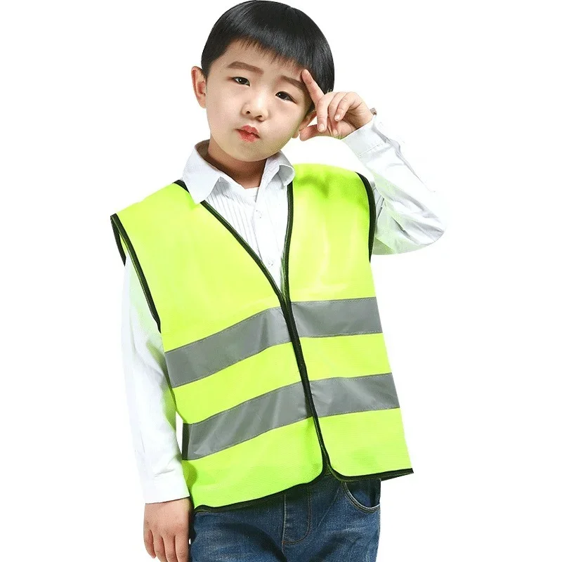 Colete de segurança de alta visibilidade infantil, colete infantil com tiras reflexivas, roupas de trânsito, roupas infantis