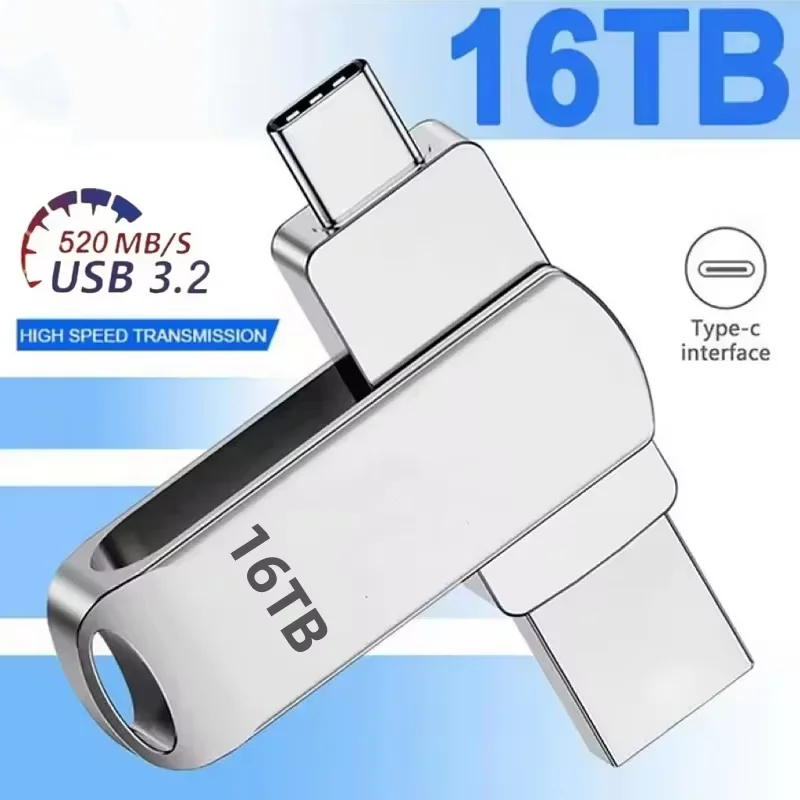 Unidad flash USB 3,2, unidad de pluma de transferencia de alta velocidad de 16TB, dispositivos de almacenamiento impermeables de gran capacidad de 2TB, nuevo de 2025