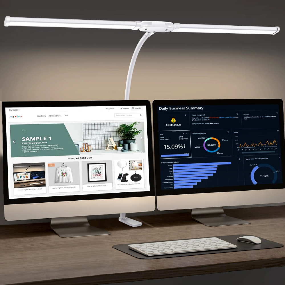 Lampada da scrivania a LED con morsetto Lampade da scrivania con braccio oscillante Lampada da scrivania dimmerabile accattivante con 3 modalità colore e 10 luci da tavolo a LED dimmerabili