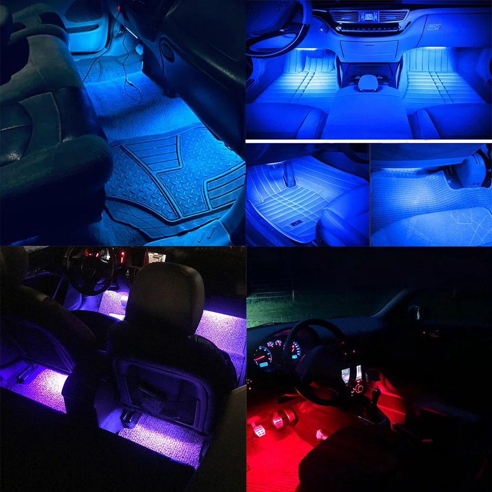 12V DIY ภายในรถ Ambient Mood ไฟ LED แถบ RGB โคมไฟ 24-48 ลูกปัดประตูเท้าตกแต่งอุปกรณ์เสริมรถยนต์ Cartronics