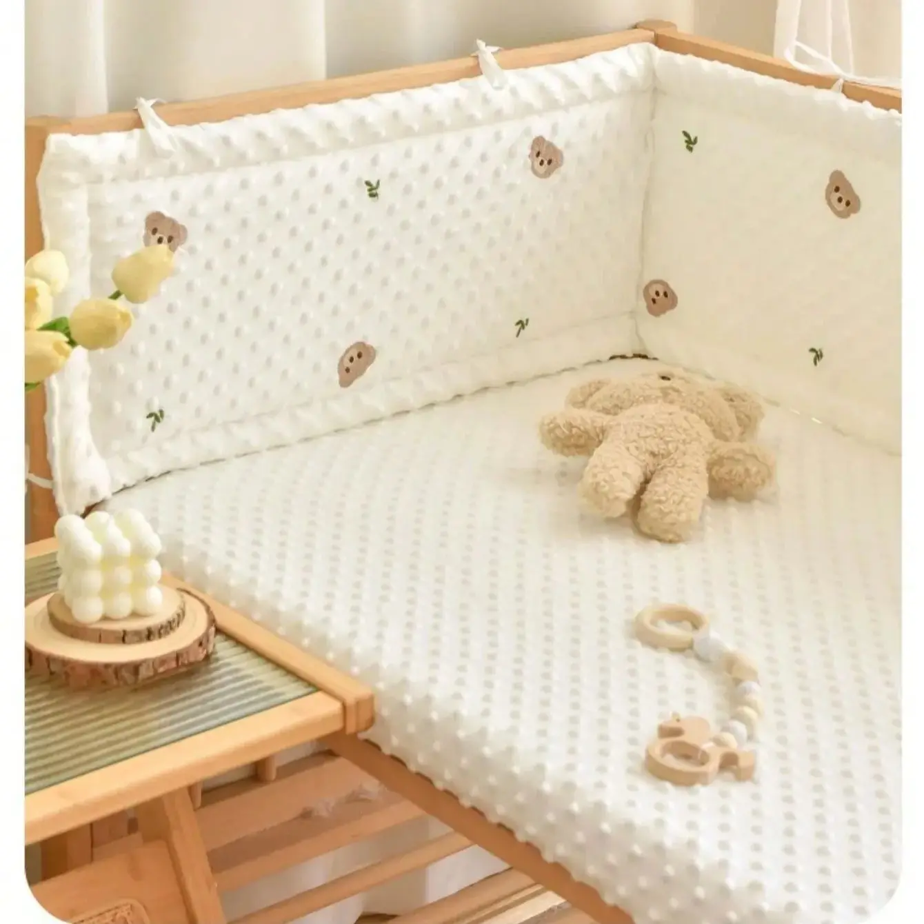 เตียงเด็กกันชนในเปลหนานุ่ม COT ป้องกัน Cradle Protector เด็กตกแต่งอนุญาตให้ขนาดที่กําหนดเอง