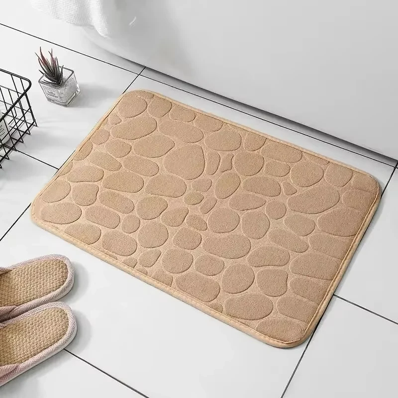 1 PC หน่วยความจําโฟมนูนกํามะหยี่พรมห้องน้ําห้องนั่งเล่นแผ่นกันลื่น Cobblestone ชั้นตกแต่งบ้าน