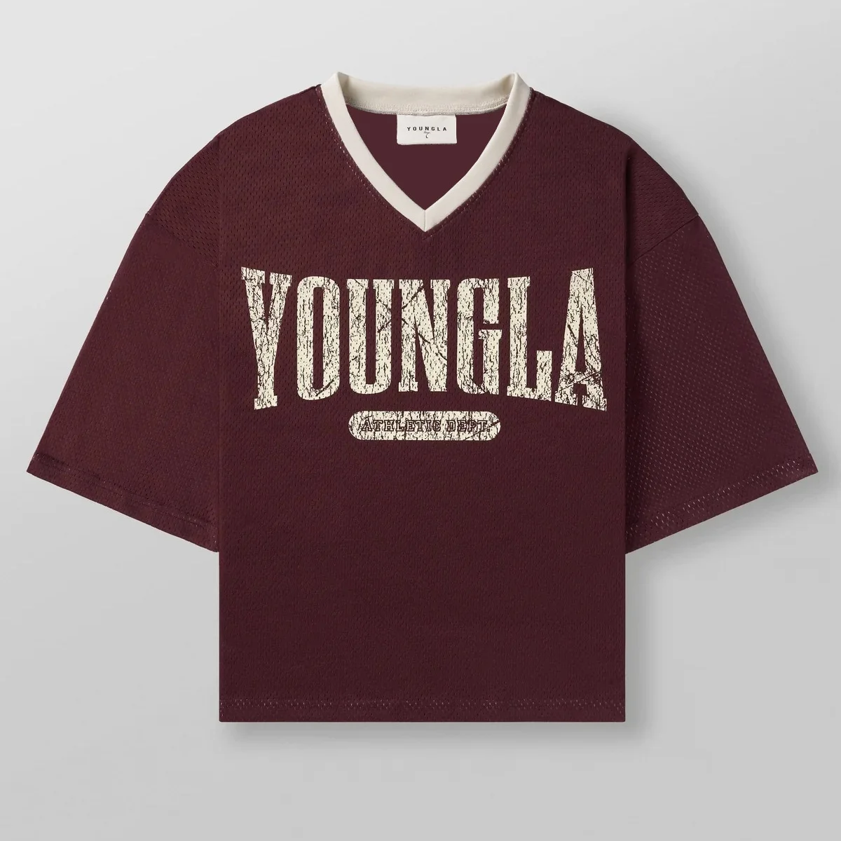 Youngla-メンズ特大Tシャツ,アメリカのファッションブランド,プリント,大きなメッシュ,通気性,速乾性,スポーツ,フィットネス