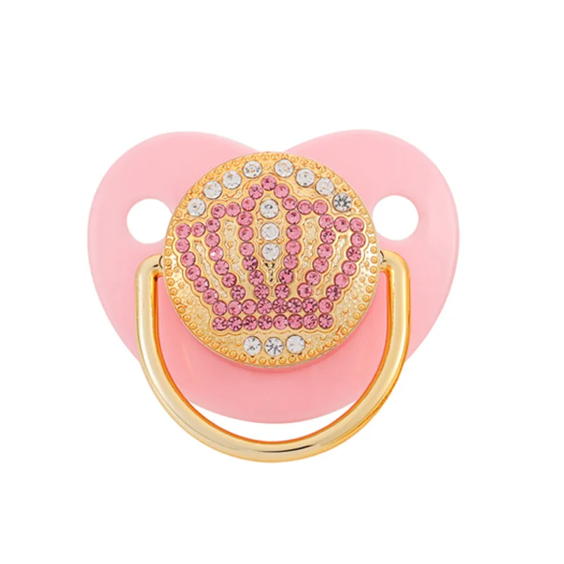 Chupete de corona para bebé, chupete dorado ostentoso de lujo para recién nacido, sin BPA, silicona, tetina infantil, chupete para bebé, regalo para Baby Shower