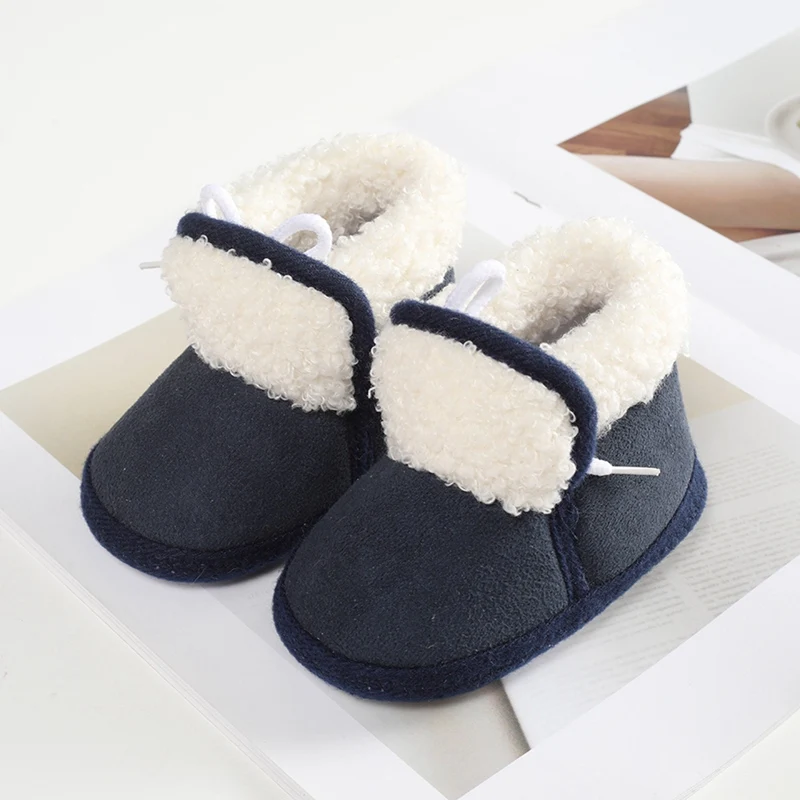 Jlong ฤดูหนาวทารกแรกเกิด Soft Sole First Walker รองเท้าเด็กผู้หญิง 12-18 เดือนเด็กวัยหัดเดินขนสัตว์รองเท้าบู๊ตหิมะอุ่น 0-18 เดือน