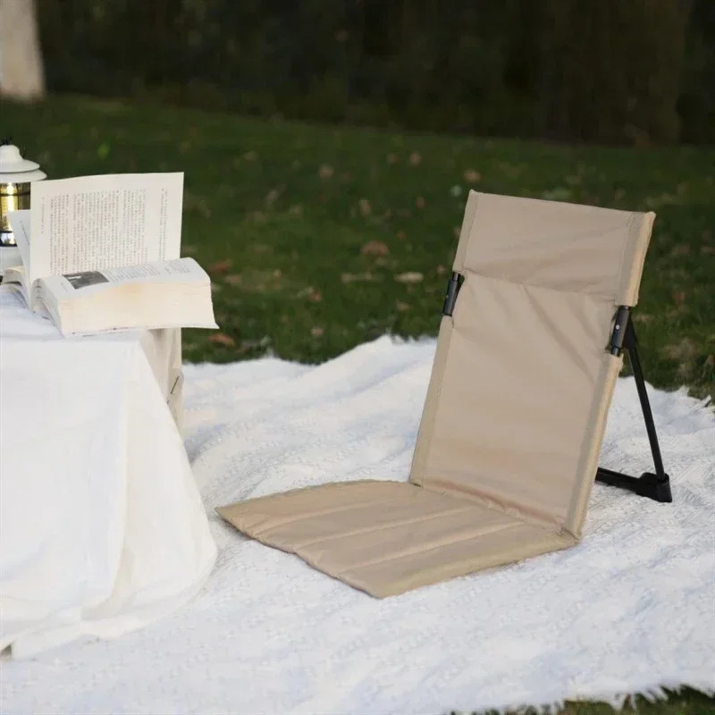 Foldable Camping Chair Outdoor Garden Park Single Lazy Chair with Backrest Cushion Picnic Camping Foldable Backrest Chair Beach