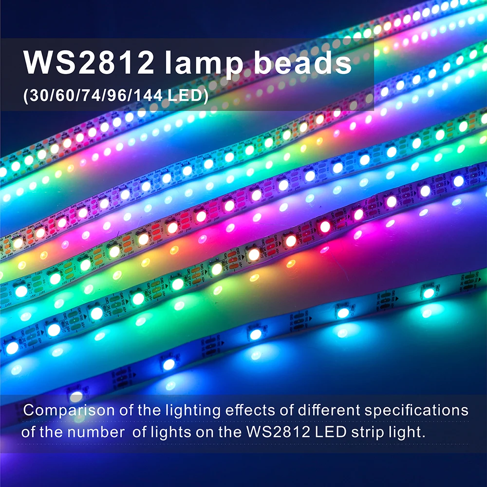 WS2812B Striscia Led 5v 30/60/74/96/144 Led Smart RGB Pixel Strip Nero/Bianco PCB IP30/65/67 WS2811 IC Ha Condotto La Luce 1m/2m/3m/4m/5m