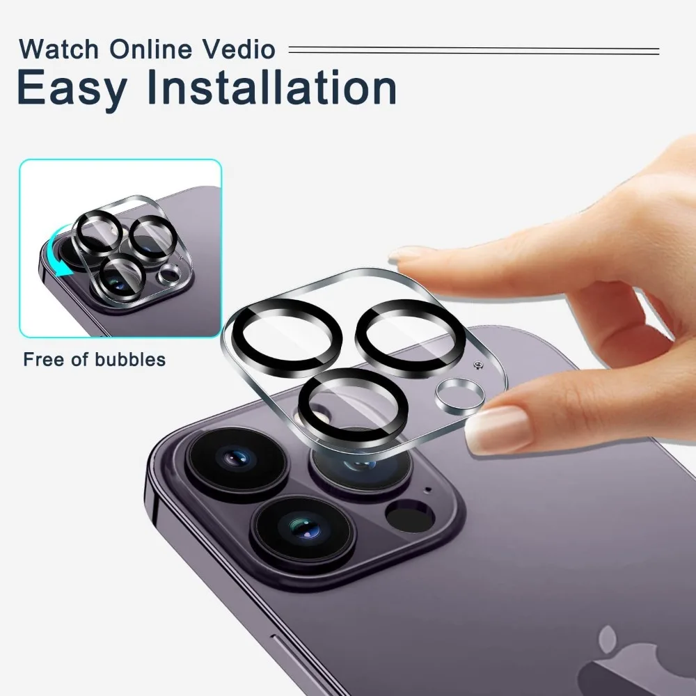 Vidrio Protector de cubierta completa para iPhone, 11, 12, 13, 14, 15 Pro Max, Protector de cámara para iPhone 13, 14 Mini Ultra, no afecta a la noche, 4 piezas