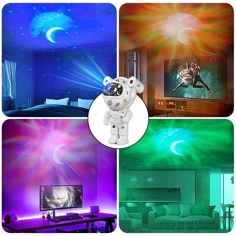 Crianças estrela diy projetor luz noturna com controle remoto 360 design ajustável astronauta nebulosa galáxia iluminação para crianças