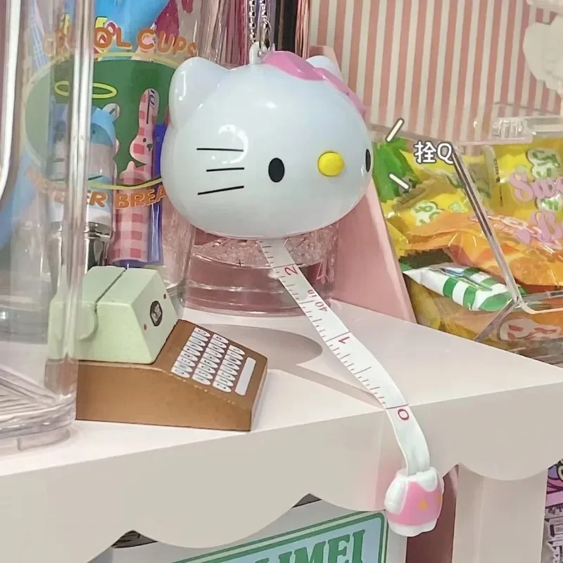 Sanrio Hello Kitty Retractable Tape Measure - Adorable Mini Ruler with Charm, Portable Measuring Tool for DIY & Crafts