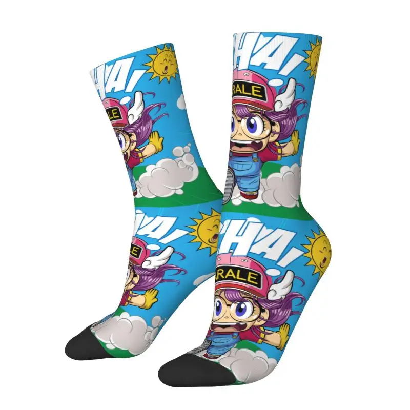 Calcetines divertidos Dr. Slump hombres mujeres cálidos estampado 3D Arale Norimaki Anime Manga calcetines deportivos de fútbol