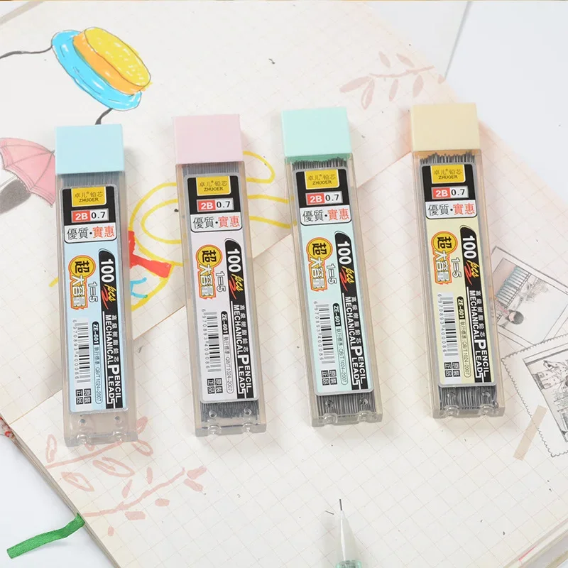 100 Cái/hộp Cơ Bút Chì 0.5Mm/0.7Mm 2B Bút Chì Cần Tự Động Ruột Bút Chì Đổ Lại Trường Nghệ Thuật Phác Thảo vẽ Vật Dụng