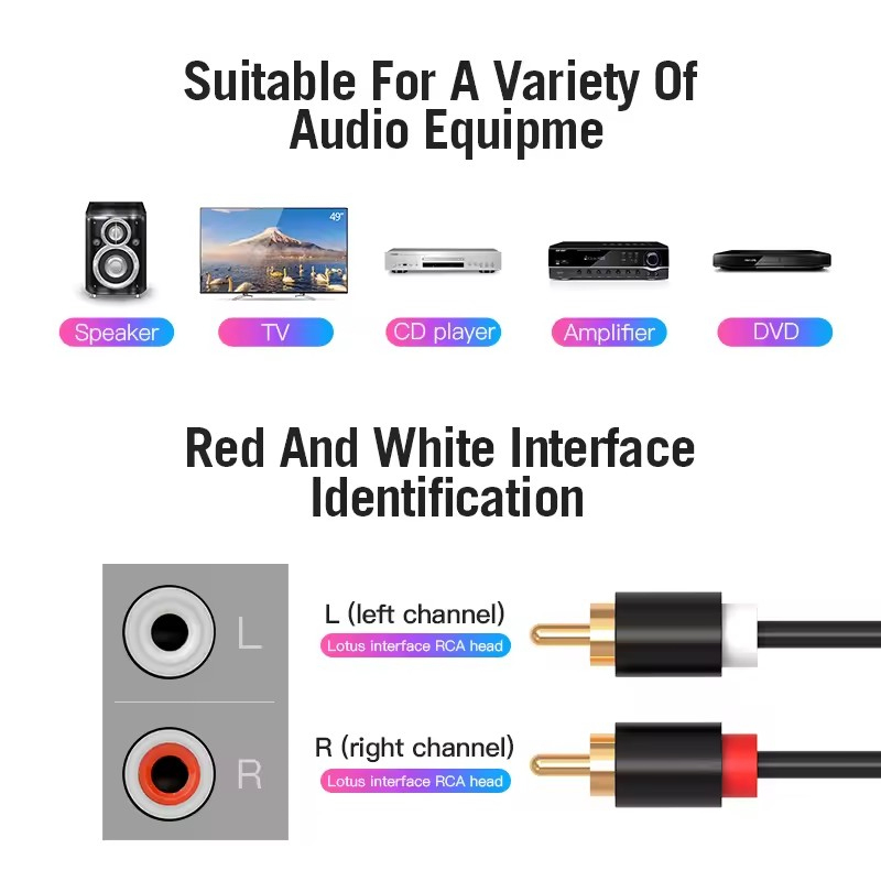HIFI Stereo RCA Kabel 2RCA zu RCA Audio Kabel Stecker Auf Stecker Aux Kabel für Heimkino HDTV DVD Lautsprecher Box Power Verstärker