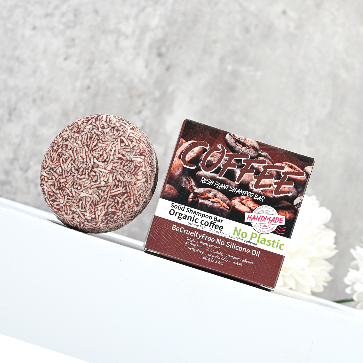 Shampoo mit Kaffeegeschmack, nährende ätherische Ölseife für das Haar, handgemachte Seife, Ölkontrolle für Männer und Schuppen entfernendes festes Shampoo