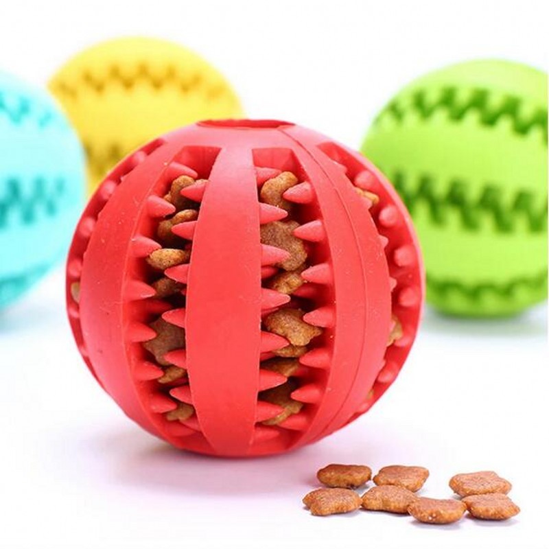 Bola de borracha interativa para pet, brinquedo do cão, cães de pequeno e grande porte, brinquedos mastigáveis de cachorro e gato, limpeza dos dentes