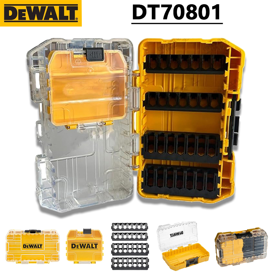 Dewalt dt70801 caixa de armazenamento de peças de tamanho médio caixa de armazenamento de plástico transparente multifuncional empilhável 150*90*42mm DT70801-QZ