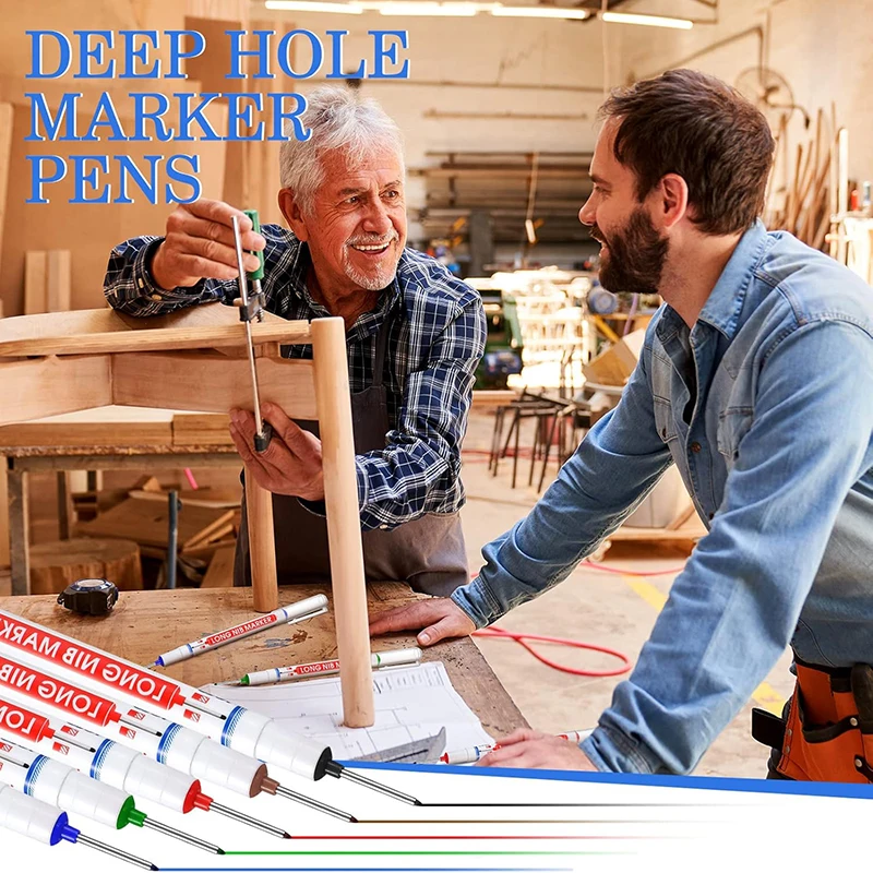 4-40 Stuks 20 Mm Diep Gat Lange Nib Hoofd Marker Voor Metalen Perforeren Pen Waterdichte Badkamer Houtbewerking decor Multifunctionele Tool