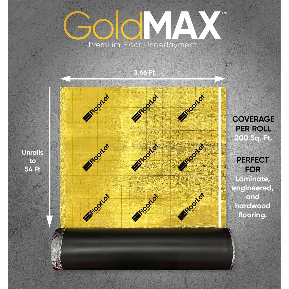 Premium Floor Underlayment 200sqft Roll 3mm Thick Moisture Barrier Sound Absorption Easy Installation Laminate Engineered Wood