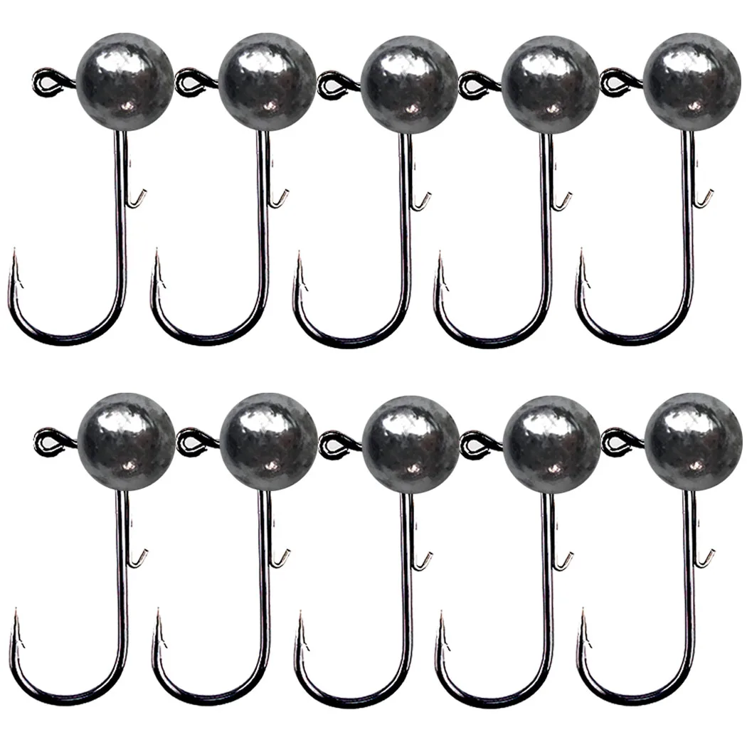 Anzuelo de pesca con cabeza de anzuelo, 3,5g, 5g, 7g, 10g, 14g, bola redonda, anzuelo sin malezas, accesorios de pesca con gusanos suaves, 10 Uds.
