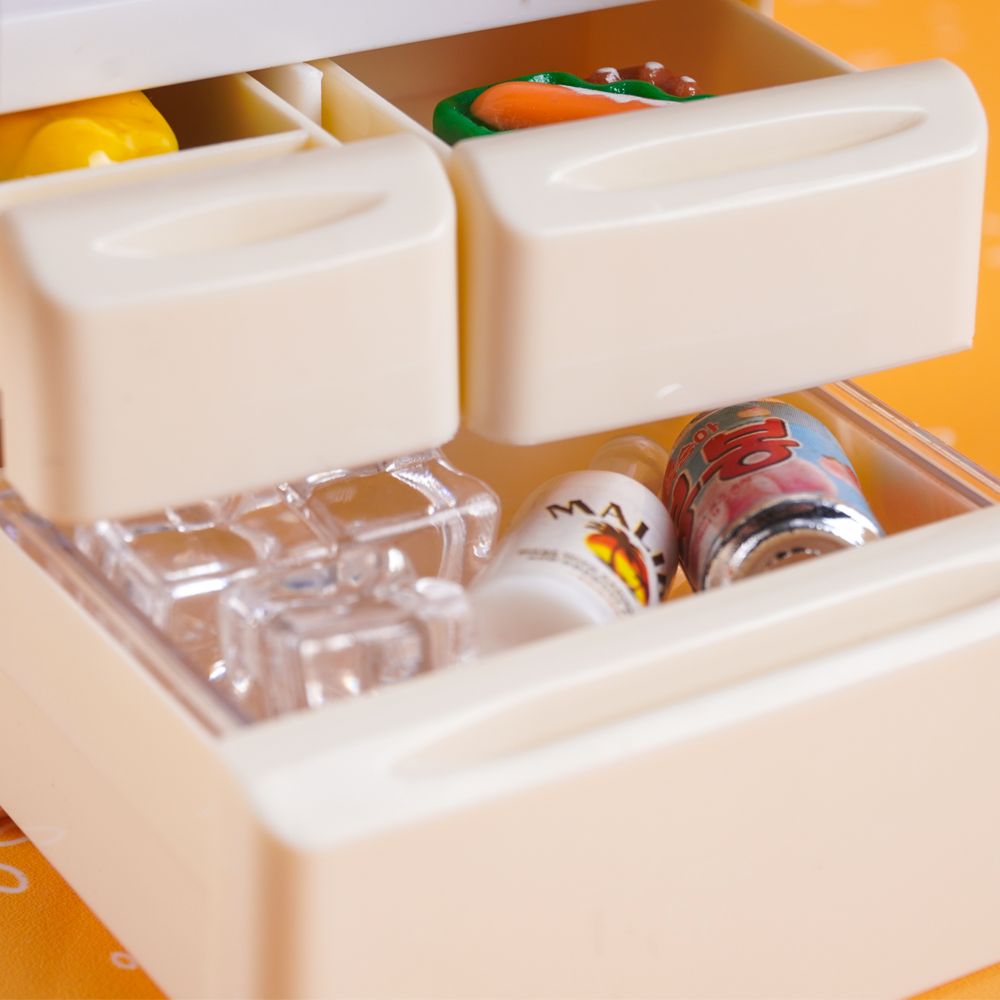 Refrigerador de doble puerta en miniatura, muebles para casa de muñecas 1:12, banco de cocina, refrigerador, congelador, juguete, cocina, accesorios de decoración del hogar