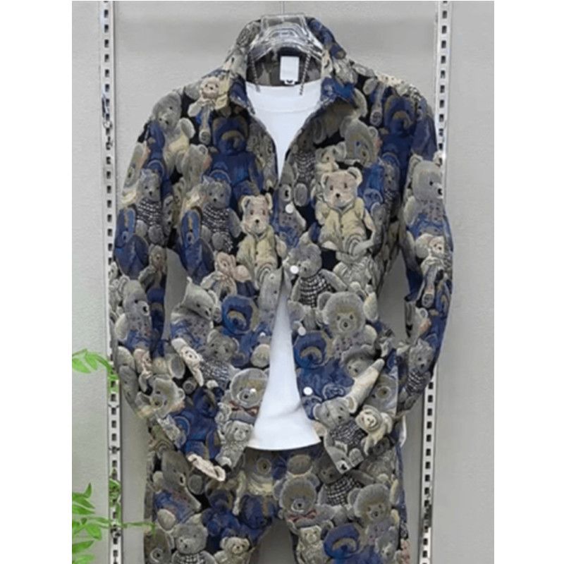 Herren-Freizeithose, Sportjacke, modische Teddybärjacke, trendiges und vielseitiges Set im Paar-Stil
